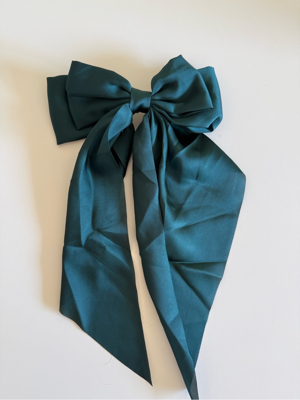 Teal Satin Bow Hair Accessory